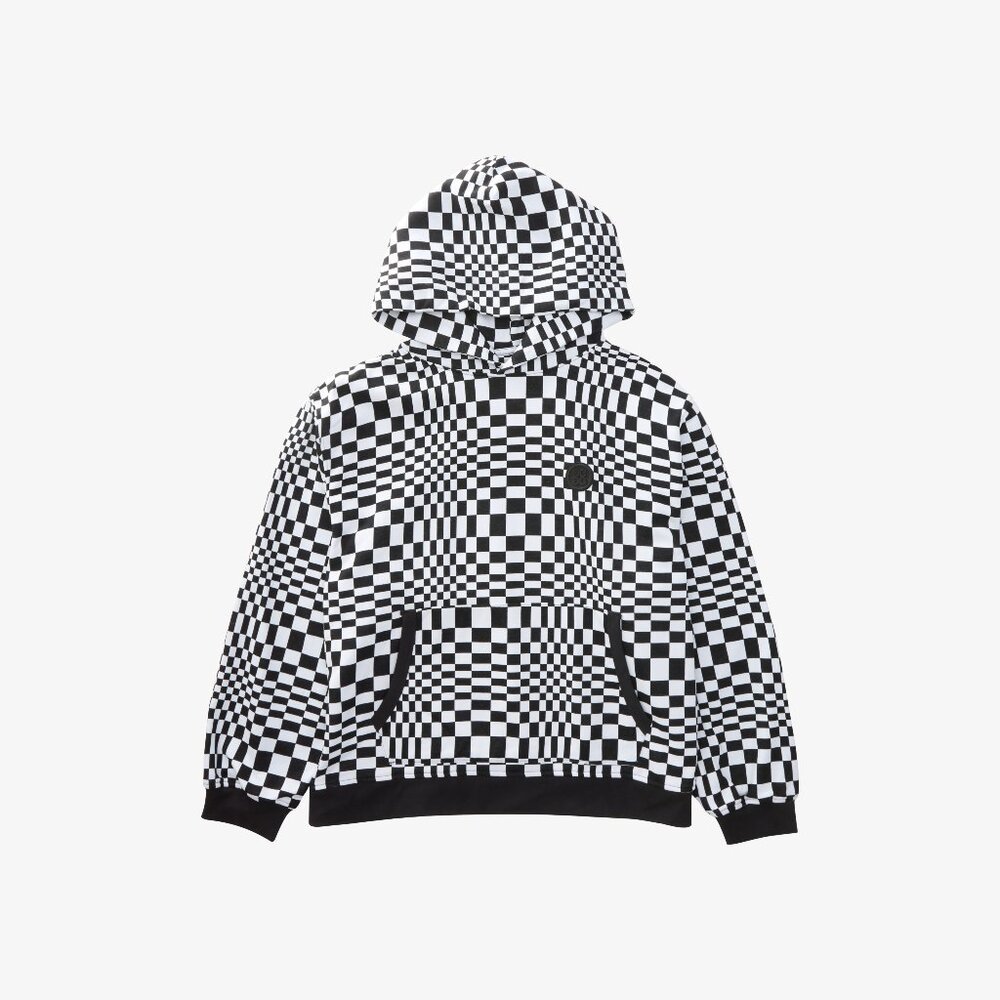 G/FORE Distorted Check Oversized French Terry Hoodie (Black/Snow) 🏁✨